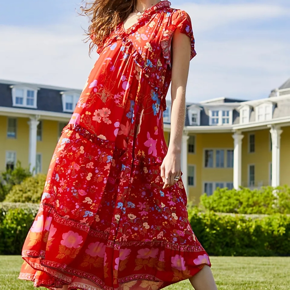 New Spell Designs Wild Bloom Gown FP Maxi Dress Free People M Exclusive Midi - Picture 14 of 15